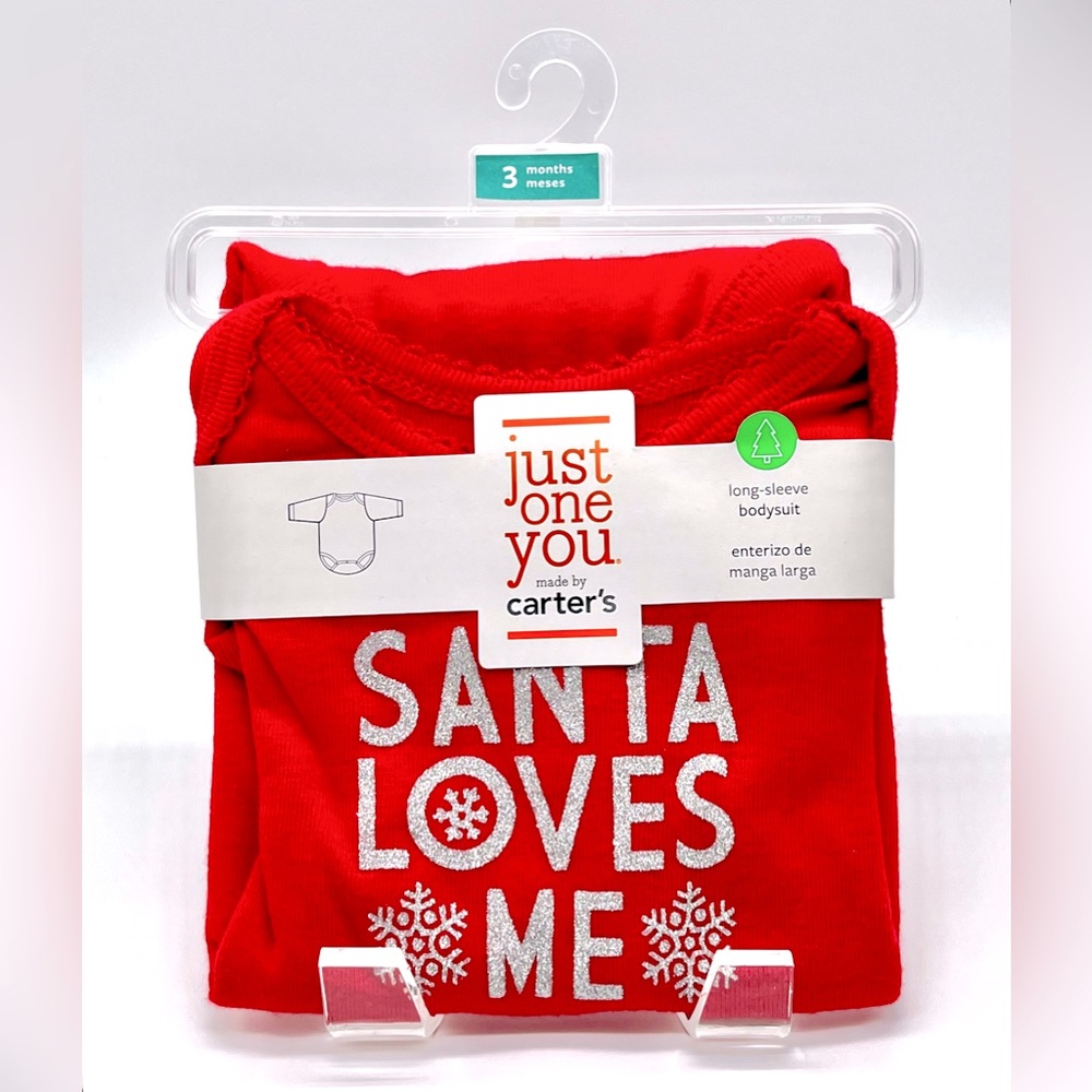 NWT Carter’s Just One You Santa Loves Me Long-Sleeve Bodysuit